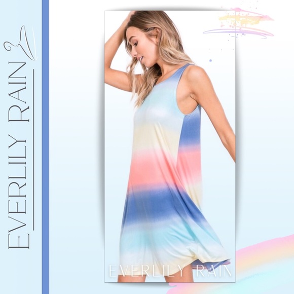 LAST ONE! Beautiful Rainbow Striped Tank Dress - Picture 6 of 14